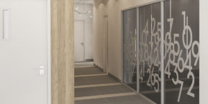 LE 396 plan interieur du corridor avec vitrage 3D
